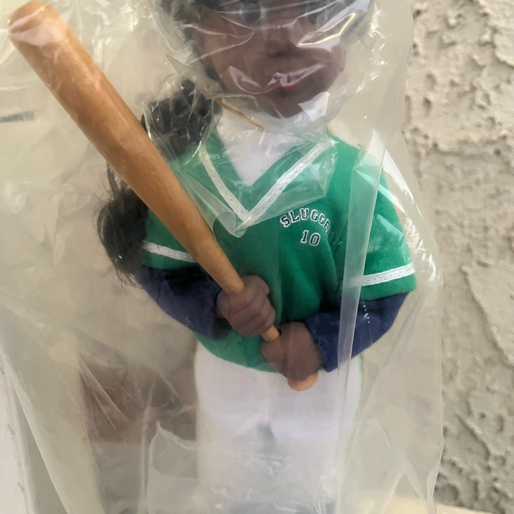 Green Baseball Doll with Bat